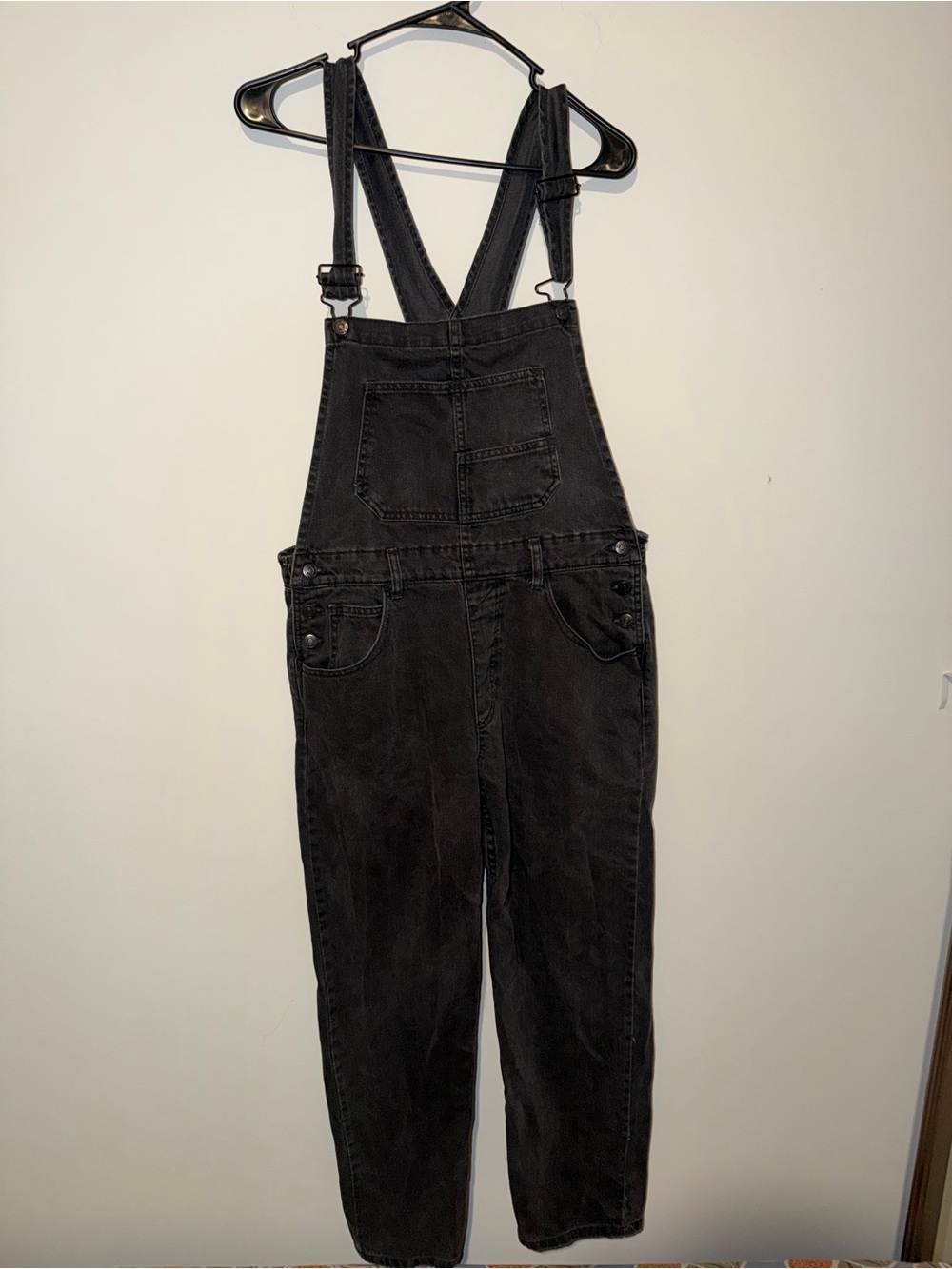 Free People Black Denim Overalls - Classic Straight Leg Size: Medium